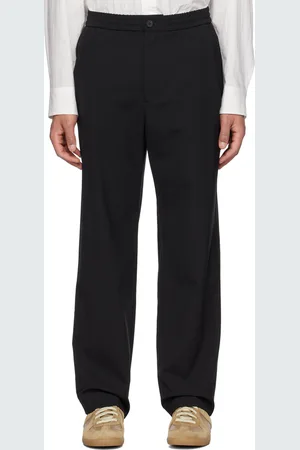 Solid Black Elasticized Waistband Trousers