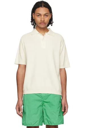 Solid Men Polo Shirts - Off-White Three-Button Polo