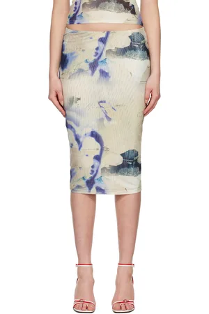 Miaou Beige & Purple Verona Midi Skirt