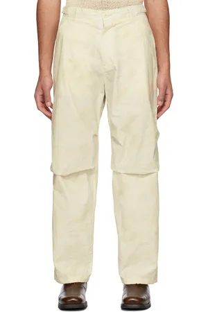 Solid Men Pants - Beige String Trousers