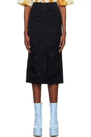 DRIES VAN NOTEN Women Midi Skirts - Black Vented Midi Skirt