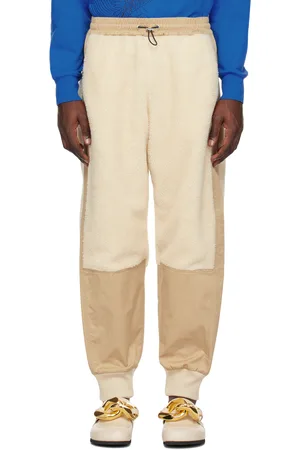 J.W.Anderson Men Trousers - Beige & Off-White Paneled Sweatpants
