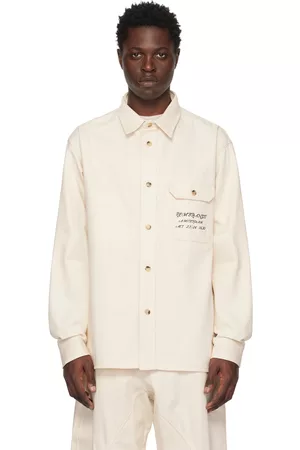 J.W.Anderson Men Denim Jackets - Off-White Printed Denim Jacket