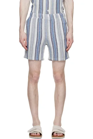 Samsøe Samsøe Men Shorts - Off-White & Blue Jabari shorts