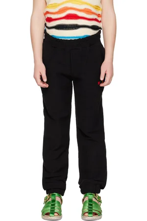 Msgm Kids Black Embroidered Lounge Pants