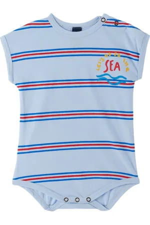Bonmot Rompers - Baby Blue Striped Bodysuit