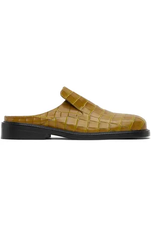 Situationist Men Loafers - Yellow Croc-Embossed Loafers