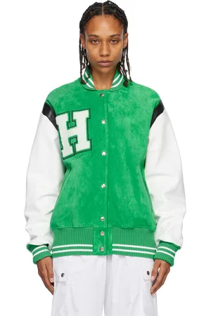 Halfboy Green & White Paneled Bomber Jacket