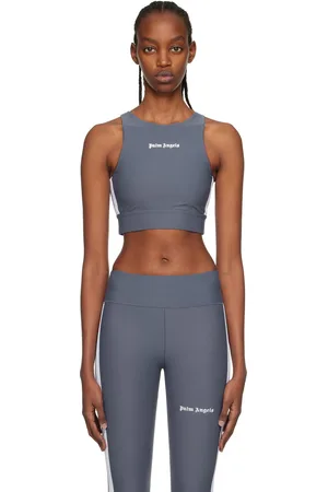 Palm Angels Gray Stripe Sports Bra