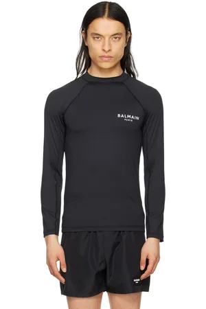 Balmain Men Long Sleeve - Black Raglan Long Sleeve T-Shirt