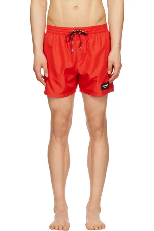 Balmain Men Swim Shorts - Red Patch Swim Shorts