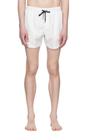 Balmain Men Swim Shorts - White Printed Swim Shorts