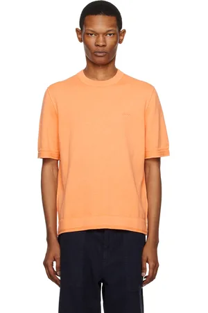 HUGO BOSS Men T-shirts - Orange Embroidered T-Shirt
