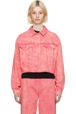 Msgm Pink Cropped Denim Jacket
