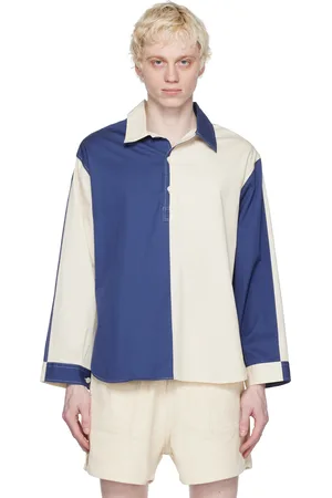 Haulier Men Polo Shirts - Blue & Off-White Athletic Polo