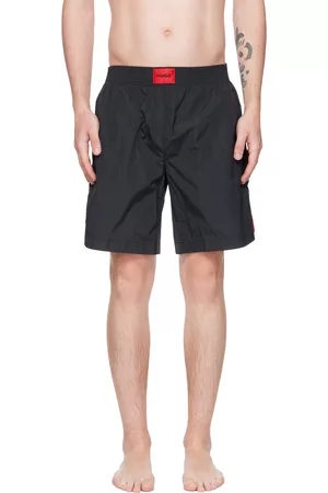 HUGO BOSS Men Swim Shorts - Black Patch Swim Shorts
