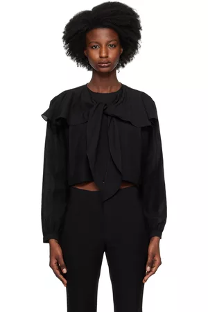 Recto Women Blouses - Black Shoulder Scarf Blouse