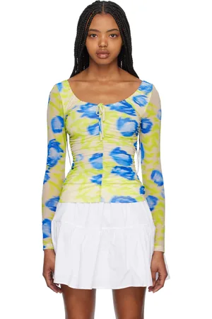 Ganni Green & Blue Printed Long Sleeve Blouse