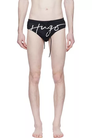 HUGO BOSS Men Swimming Briefs - Black Drawstring Swim Briefs