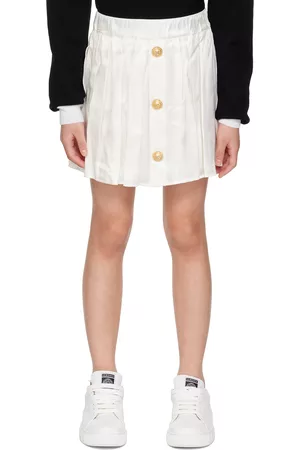 Balmain Girls Skirts - Kids Off-White Pleated Skirt