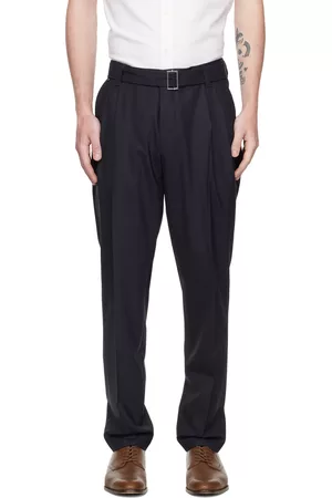 HUGO BOSS Men Formal Pants - Navy Relaxed-Fit Trousers
