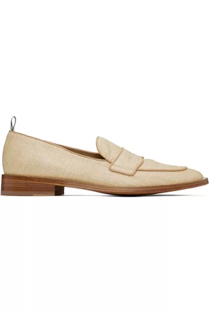 Thom Browne Men Loafers - Beige Varsity Penny Loafers