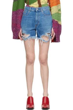 Stella McCartney Blue Distressed Denim Shorts