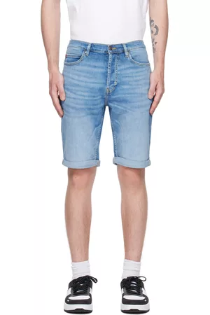HUGO BOSS Men Shorts - Blue Tapered-Fit Denim Shorts