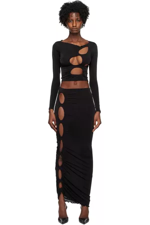 TYRELL Women Midi Skirts - SSENSE Exclusive Black Blouse & Midi Skirt Set