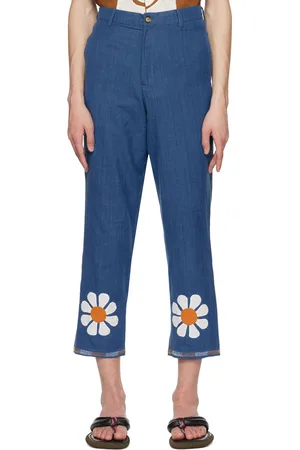 HARAGO Blue Floral Trousers