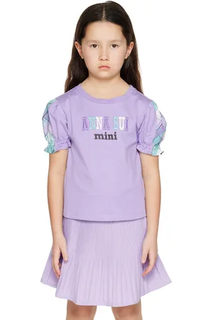 Anna Sui Kids Purple Check T-Shirt