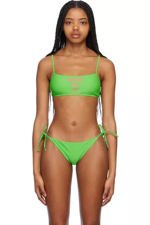 Moschino Women Bikini Tops - Green Printed Bikini Top