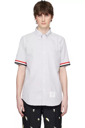 Thom Browne Men Shirts - Gray & White Armband Shirt