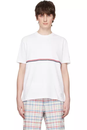 Thom Browne Men T-shirts - White Stripe T-Shirt