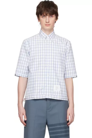 Thom Browne Men Shirts - Blue & White Drawstring Hem Shirt