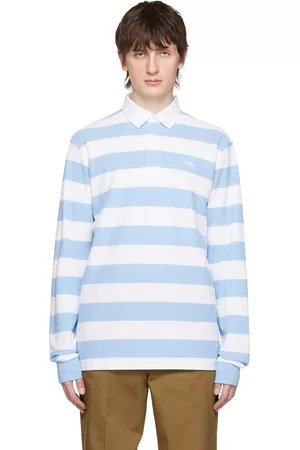 Drôle de Monsieur Men Polo Shirts - Blue & White Striped Polo