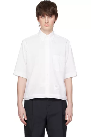 Thom Browne Men Shirts - White Drawstring Hem Shirt