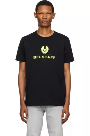 Belstaff Men T-shirts - Black & Yellow Crewneck T-Shirt