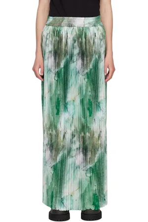 Reese Cooper Green Pleated Maxi Skirt