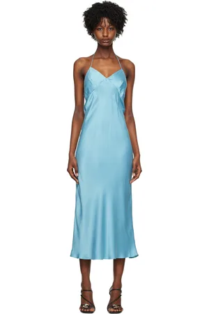 Silk Laundry Blue Deco Midi Dress