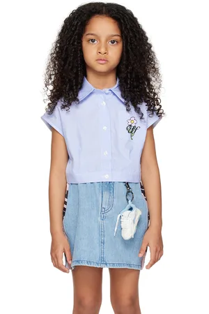 OFF-WHITE Kids Blue Cropped Shirt