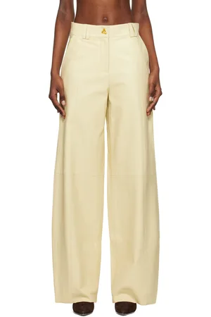 AERON Beige Bouquet Leather Pants