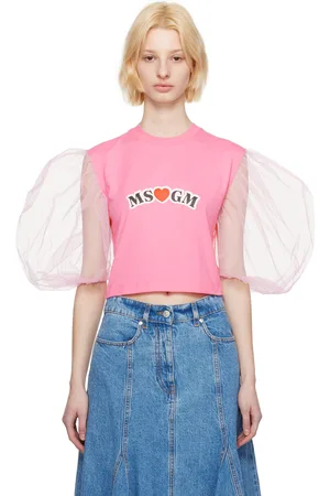Msgm Pink Balloon Sleeves T-Shirt