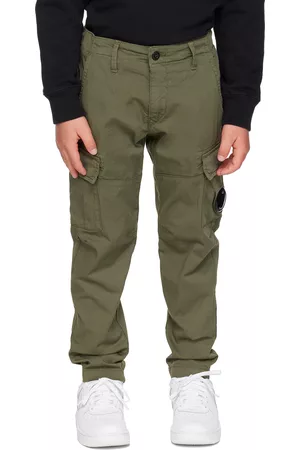 C.P. Company Cargo Pants - Kids Green Garment-Dyed Cargo Pants