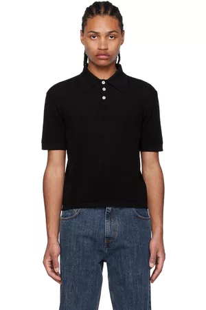 Second/Layer Men Polo Shirts - Black Button Placket Polo