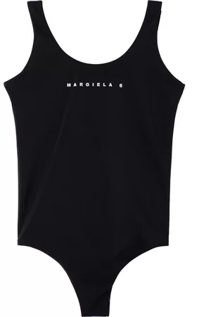 Maison Margiela Girls Swimsuits - Kids Black Printed One-Piece Swimsuit