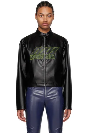 Mowalola Black Perforated Faux-Leather Jacket