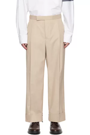 Thom Browne Men Pants - Khaki Grosgrain Cuff Trousers