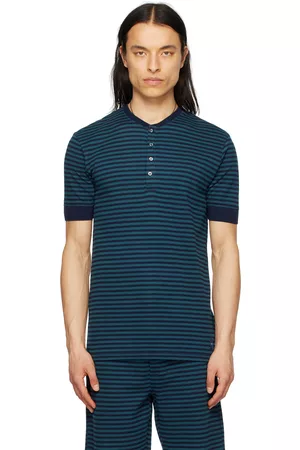 Paul Smith Men T-shirts - Blue & Black Striped T-Shirt