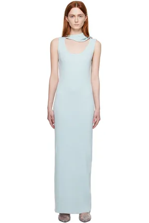 Y / PROJECT Blue Classic Triple Collar Maxi Dress